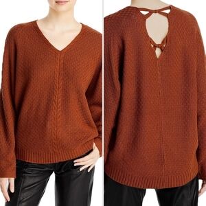 Orange V-Neck Oversized Sweater Size Small